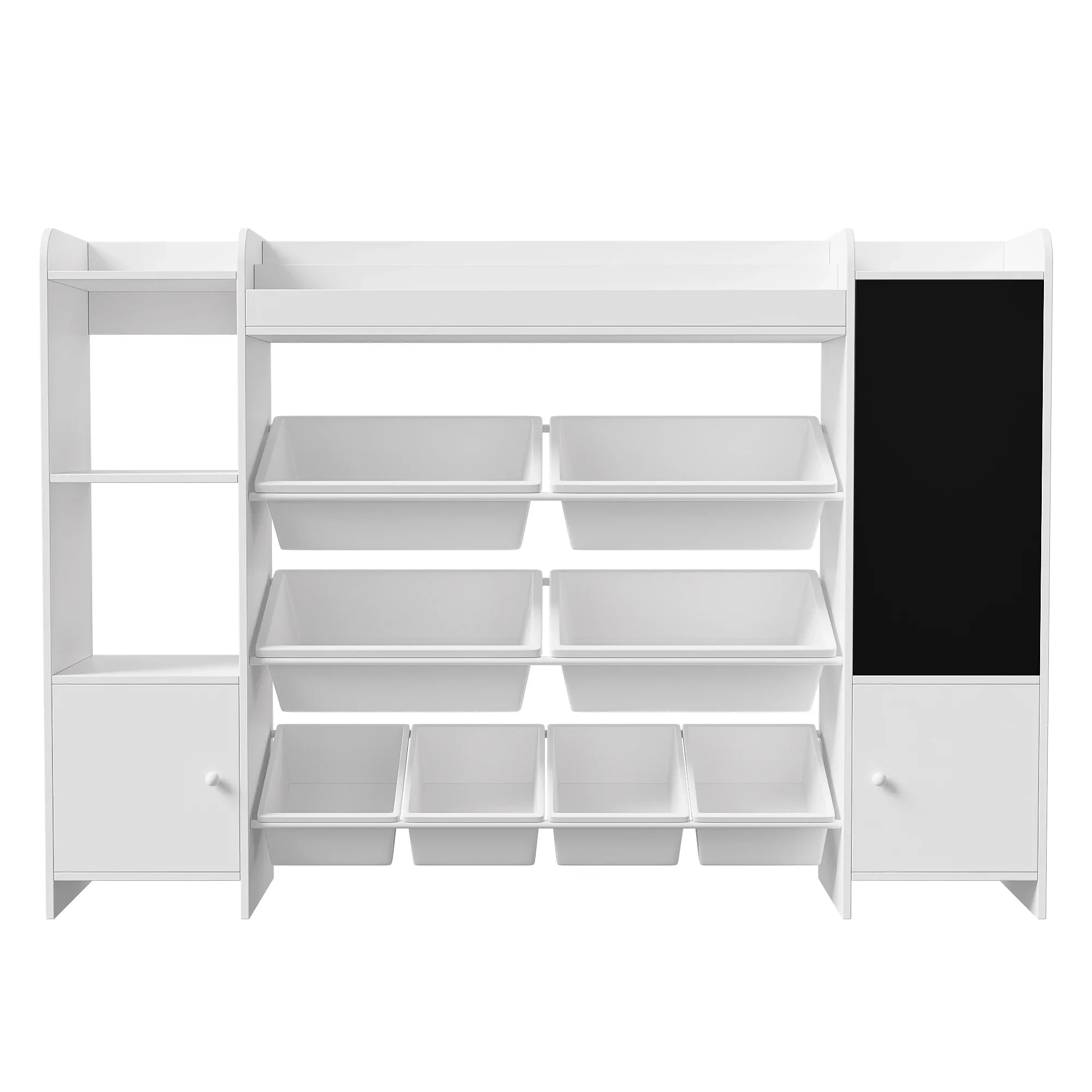 Rosahqnda Kinderbücherregal، Aufbewahrungsregal fazer Spielzeug und Bücher، mit 8 Boxen، mit Tafel، 137 × 30 × 94,5 سم