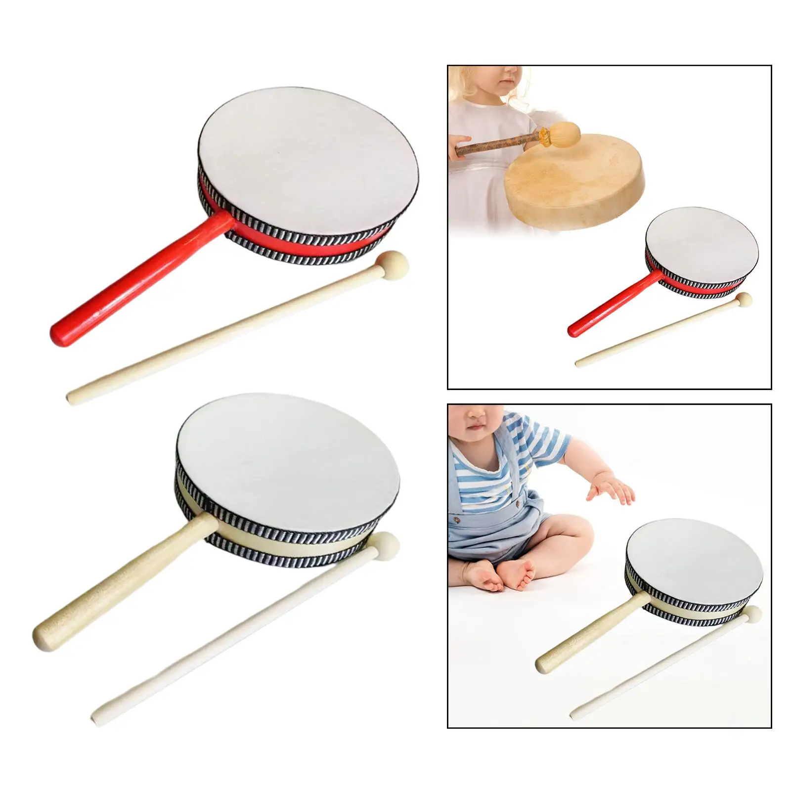 6 inch Kids Drum Sensory Toy Montessori Educational Percussion Toy for Party Supplies Birthday Gifts Drums Beginners Girls Boys