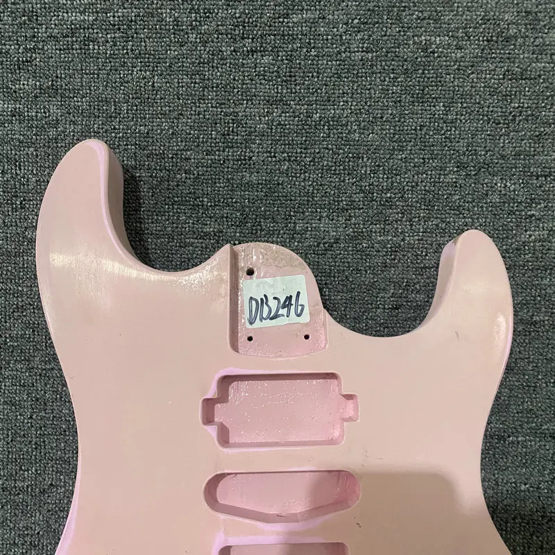 DB246 Pink Color Unfinished Electric Guitar Body Solid Wood Two Points Fixed Tremolo HSH Pickups DIY Guitar PARTS