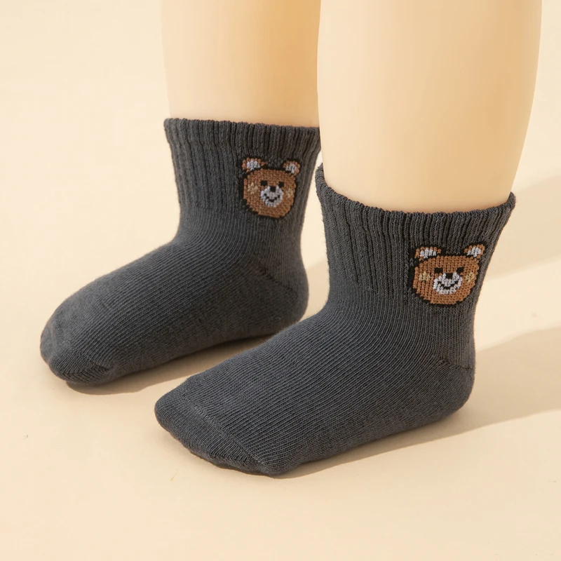 10 Paar elastische Babysocken mit Bärenmuster, niedliche Jungensocken, geeignet für den täglichen Gebrauch von Kindern. – Detail 3