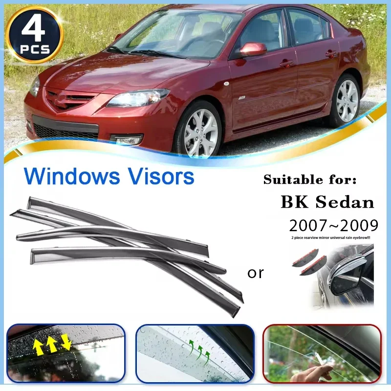 

Car Window Visors For Mazda3 Mazda 3 BK Sedan 2007 2008 2009 Rain Proof Deflector Windshields Rain Eyebrow Trims Car Accessories