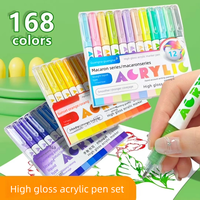 GuangNa 9 Colors Acrylic Pen Set Large Capacity Brush Dual Tips Drawing Student Writing Pen Office School Supplies Stationery