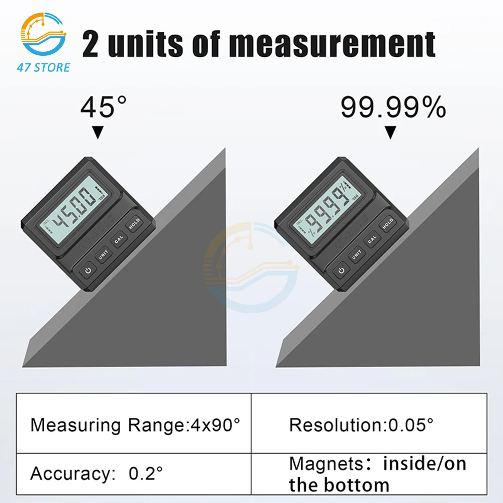 4*90 Degree Digital Protractor Inclinometer Level Goniometer Measuring Bevel Meter Magnet Gauge Protractor Angle Gauge