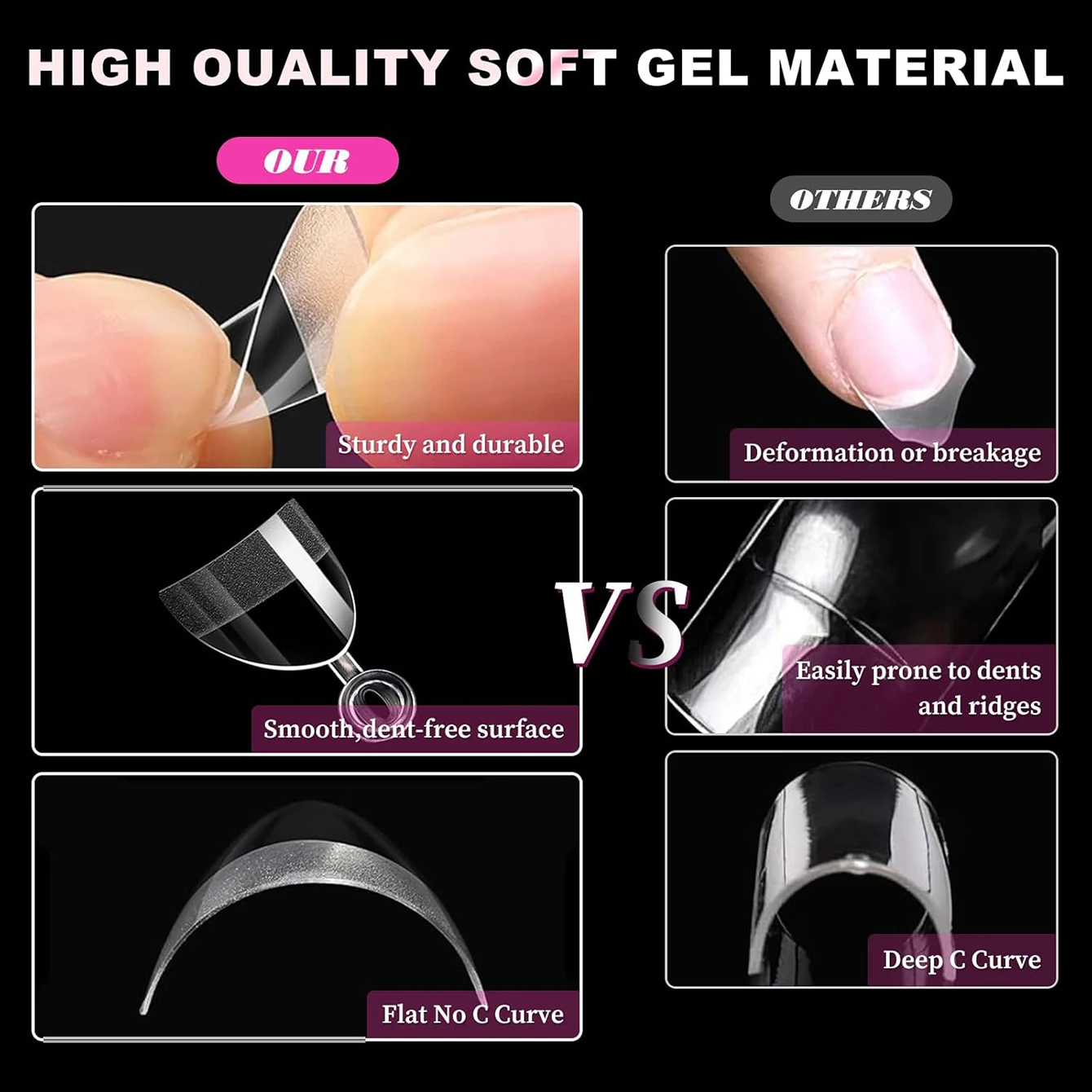 240Pcs Clear Full Cover False Nails Medium Coffin Pre Shaped Nail Extensions 12 Sizes Acrylic Fake Nails Press on Nail Tips for