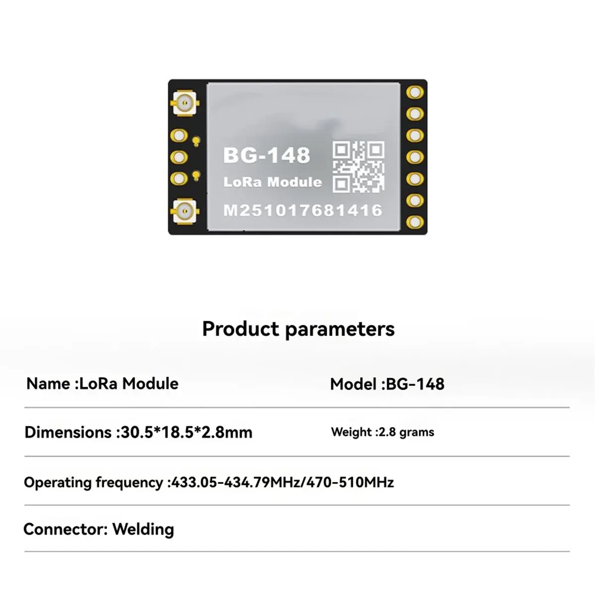 Punctual- BG-148 LoRa Module 433MHz Two-Way Data Transmission Module LoRa Spread Spectrum Module DTU for FPV Flight Controllers