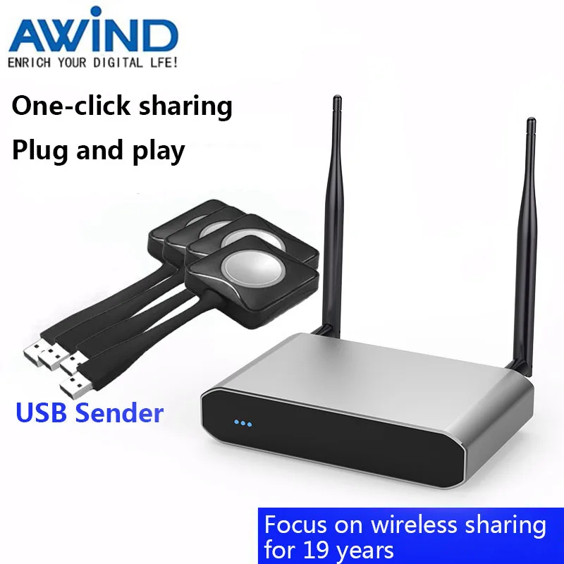 Awind wireless presentation system supports 9 screen splits, multi-mobile and tablet computer interaction and collaboration