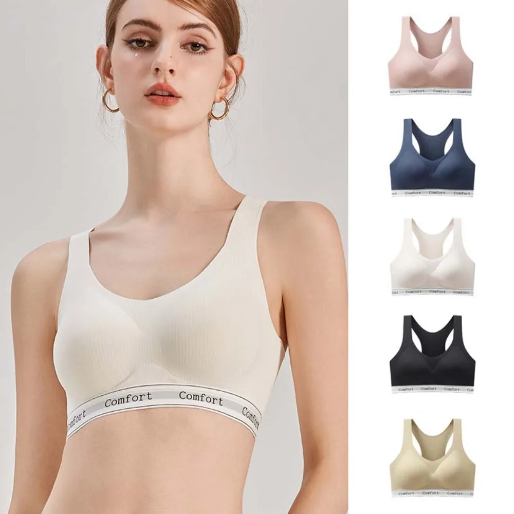 

Letter Wireless Deep V Bra Shockproof Anti-sagging Push Up Underwear Gathered Breasts Adjustable Brassiere for Women