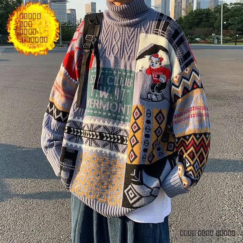 

Thiened Cisas вязаный свитер с высоким воротником осень-зима верхняя одежда для мужчин молодежная мода мягкая подкладка американский Sle