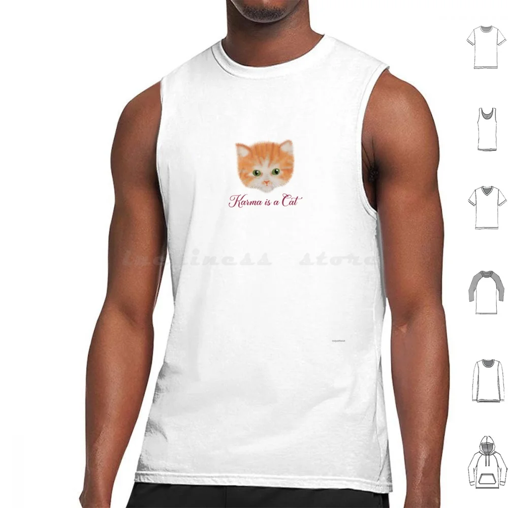 Karma es un gato camisetas sin mangas chaleco sin mangas Karma gato gatito Animal medias Eras Tour jengibre Vintage Coquette rojo melocotón chica