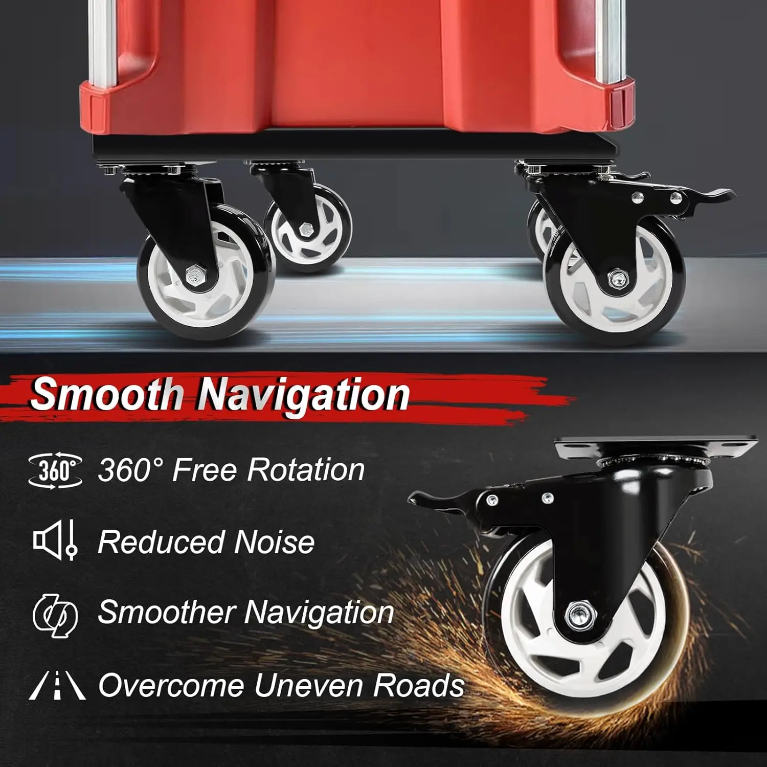 Boîte à outils robuste Dolly Compatible avec les boîtes à outils d'emballage Milwaukee, cadre en acier au carbone épaissi, petite roue adaptée à l'intérieur
