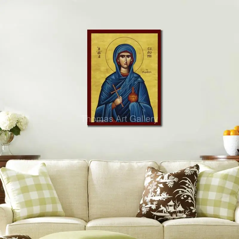 St.Salome Greek Orthodox Icon Byzantine Art HD Canvas Print Large Religious Wall Decor for Prayer Room Home Altar Christian Gift