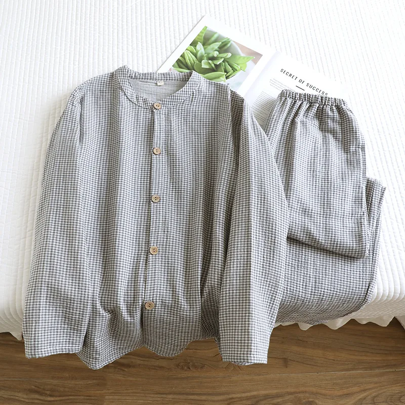 Cotton Pajama Man Nightwear Autumn New Long Sleeve Plaid Pyjamas Set Men's Sleepwear For Sleeping Wear Home Wear Set