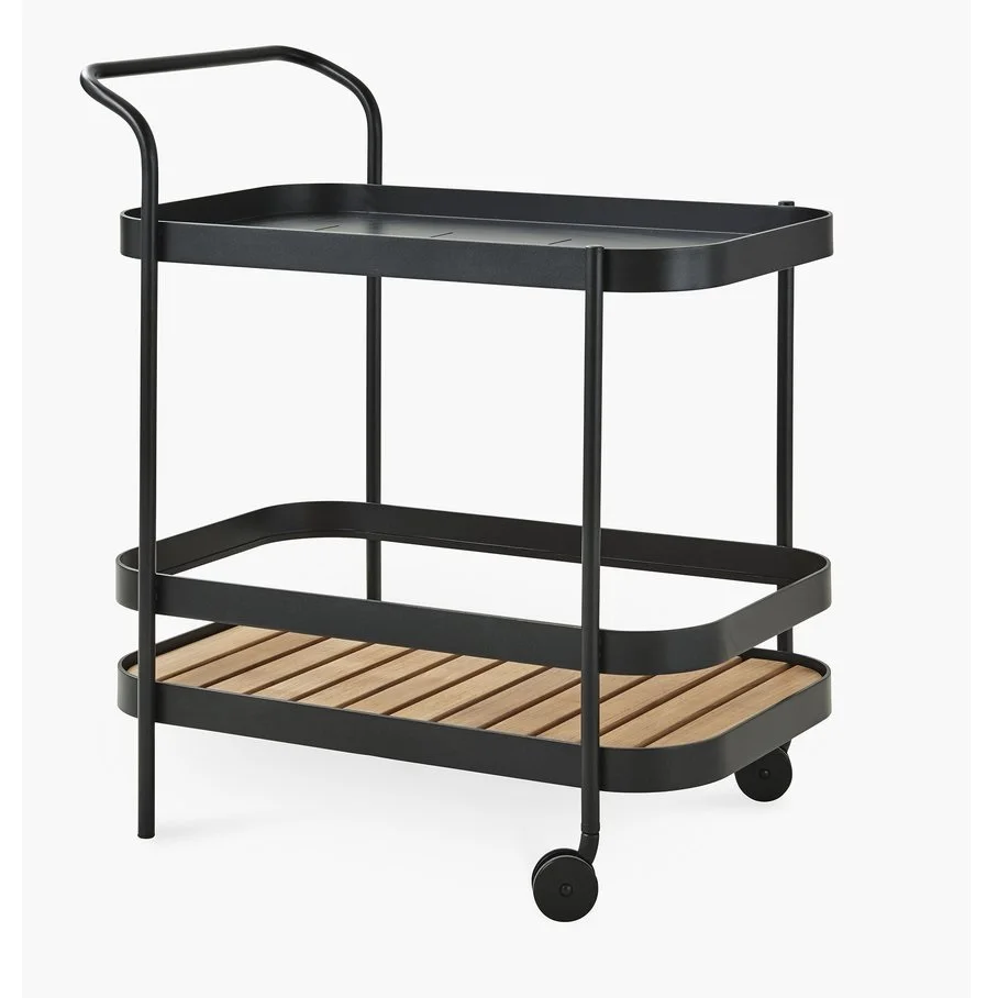 

Rolling Black Bar Trolley Metal Tea Coffee Serving For Home Restaurant or Hotel Cocktail Accessories Shelves