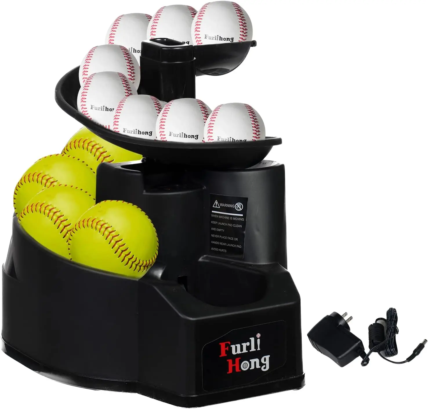 Rechargeable Baseball/Softball Toss Machine with Extendable Ball Stacker, Height Adjustable, Use Regulation Baseballs