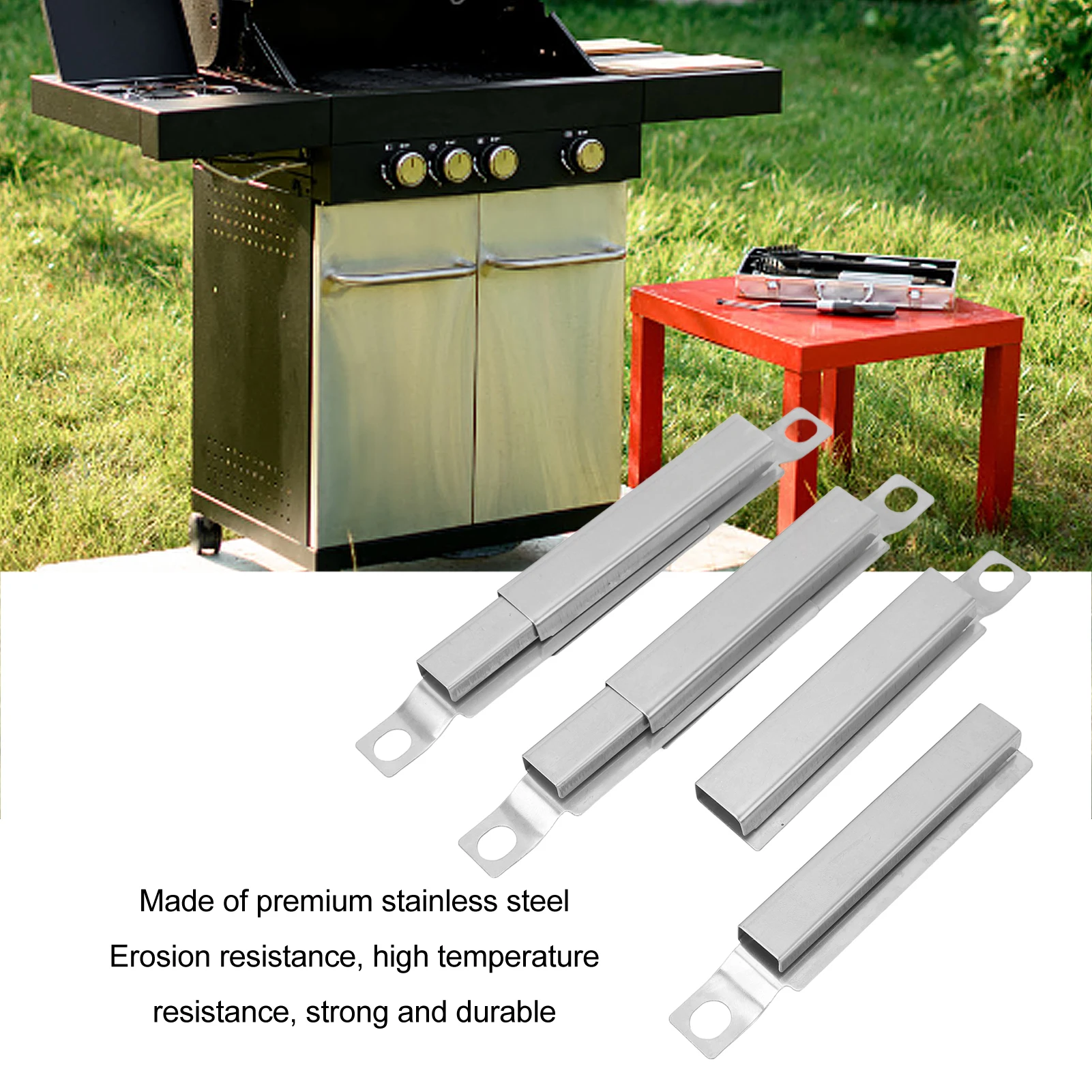 3Pcs Crossover Tubes Replacement Stainless Steel Universal Adjustable Durable Grill Crossover Tube with Screws for BBQ Parts view 4