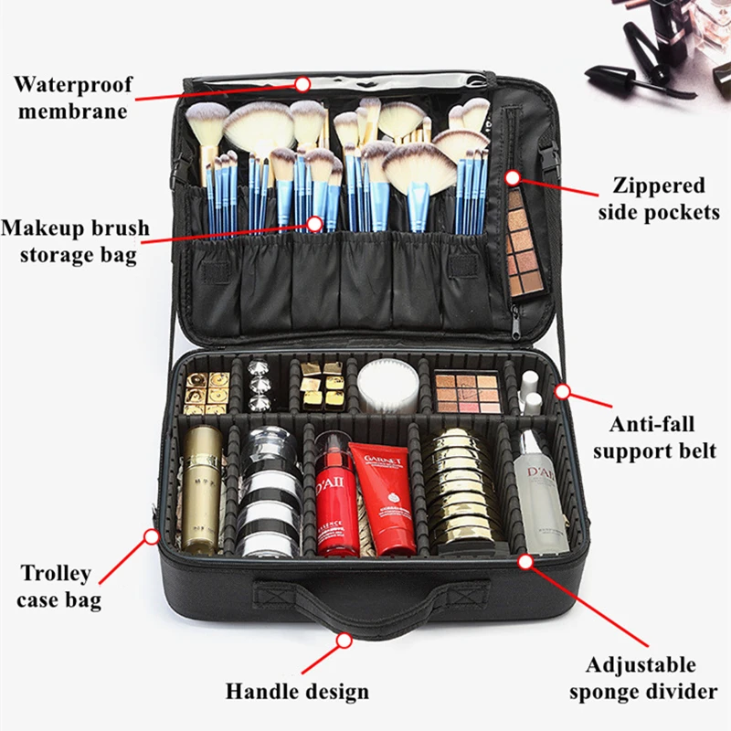 Female Profession Makeup Case Fashion Beautician Cosmetics Organizer Storage Box Nail Tool Suitcase For Women Travel Make Up Bag