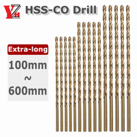 YZH HSS-CO Extra-long wist Drill Bits Cobalt M35 100mm-600mm For Stainless steel/Iron/Copper/Aluminum/Wood/etc For Drilling