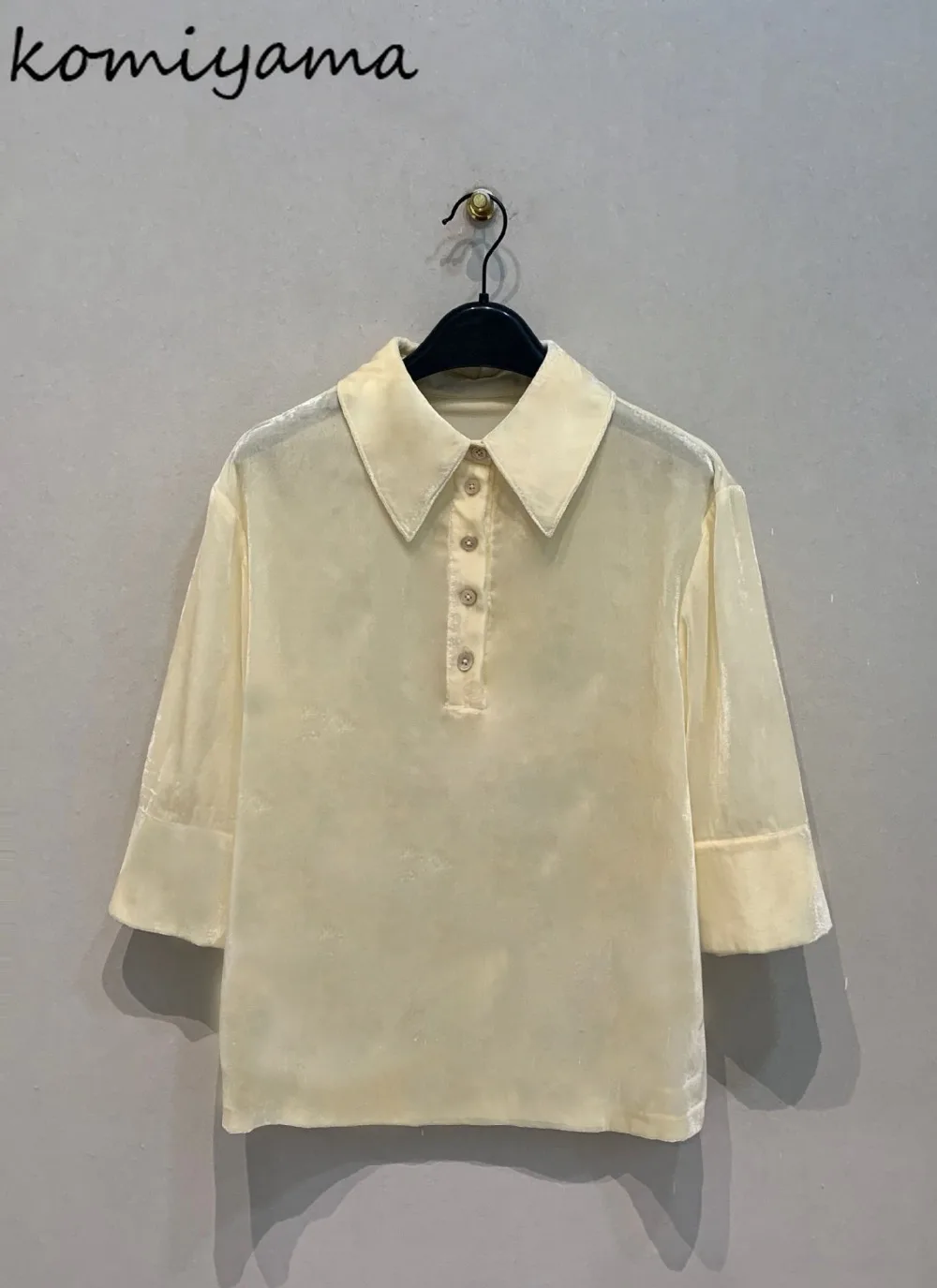 

2025 Autumn New Shirts & Blouses Velour Ropa De Mujer Laple Neck Blusas Half Sleeve Camisas Japan Style Loose Woman Clothing