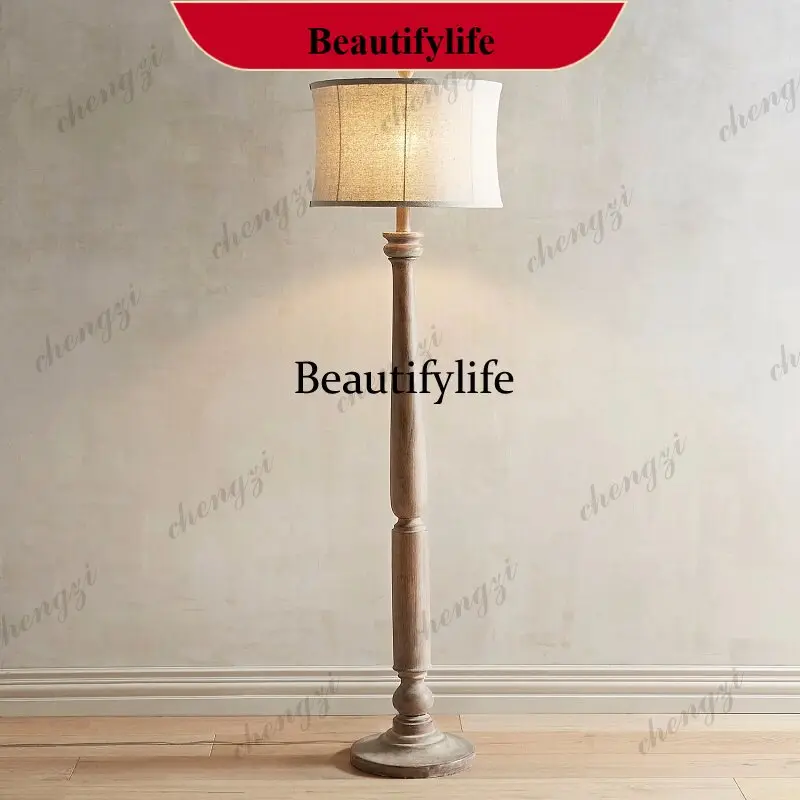 M138 American retro woodwork carving light luxury floor lamps villa living room bedroom European antique