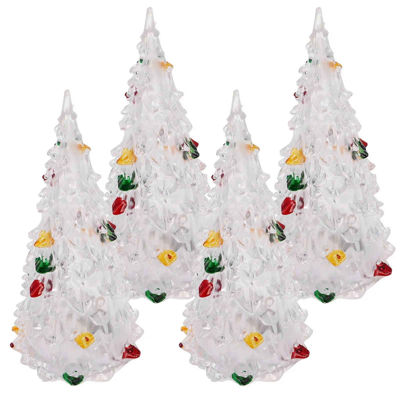 

4pcs Painted 12Cm Led Colorful For Desk Home Kitchen Office Decoration Gift Christmas For Decor Creative Christmas Tree Colorful