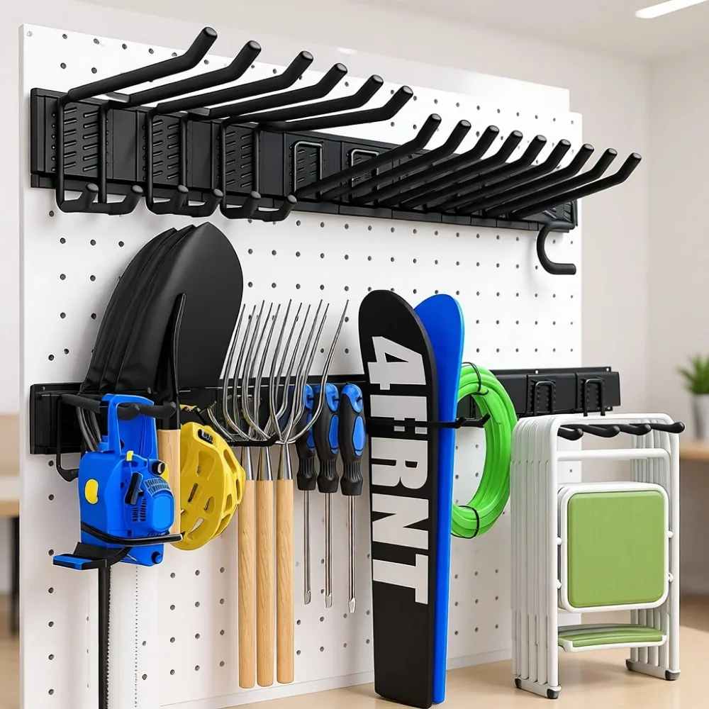 

Настенная система хранения для тяжелых условий эксплуатации, грузоподъемность 700 фунтов, регулируемая стойка для инструментов 48 дюймов для организации гаража, сарая, двора