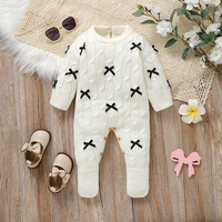 Autumn Baby Girls Rompers Long Sleeve Knit Winter Newborn Infant Child Jumpsuits Clothes 0-18m One Piece Toddler White Playsuits