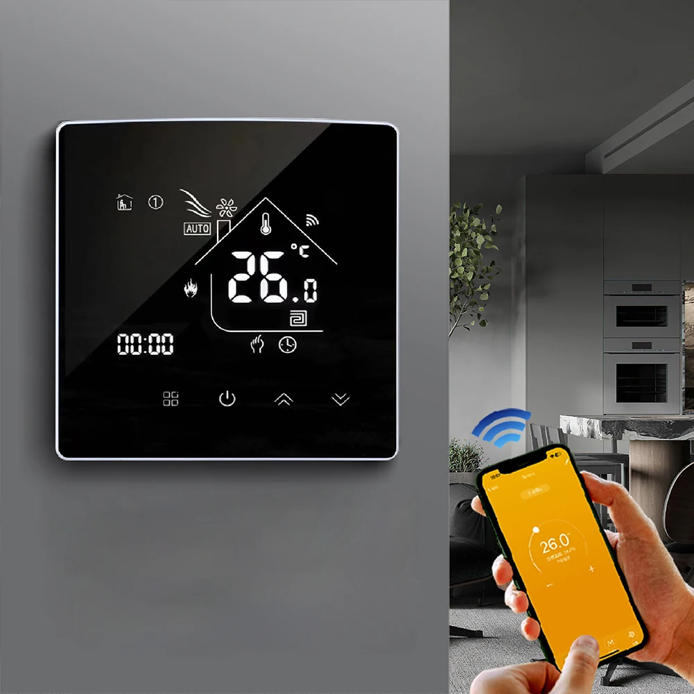 

Умный Wi-Fi термостат с сенсорным экраном и дистанционным управлением для водяного отопления, подогрева пола и системы котла для дома