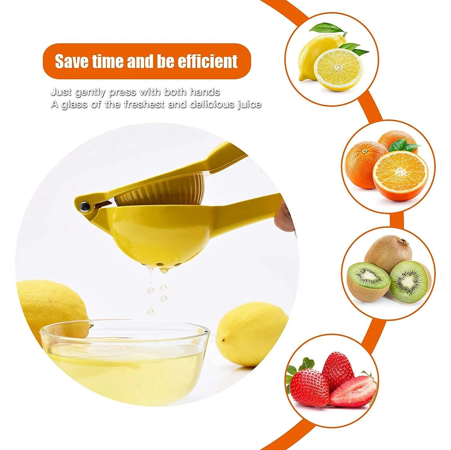 AA83 Aluminum Alloy Lemon Squeezer, Fruit Press , Manual Press Citrus Juicer for Squeeze the Freshest Juice, Yellow