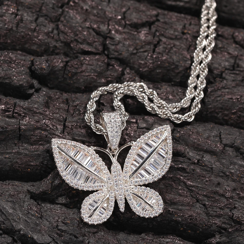 

UWIN Butterfly Pendant Necklaces Iced Out Cubic Zirconia Charms Chic Accessories for Drop shipping Jewelry