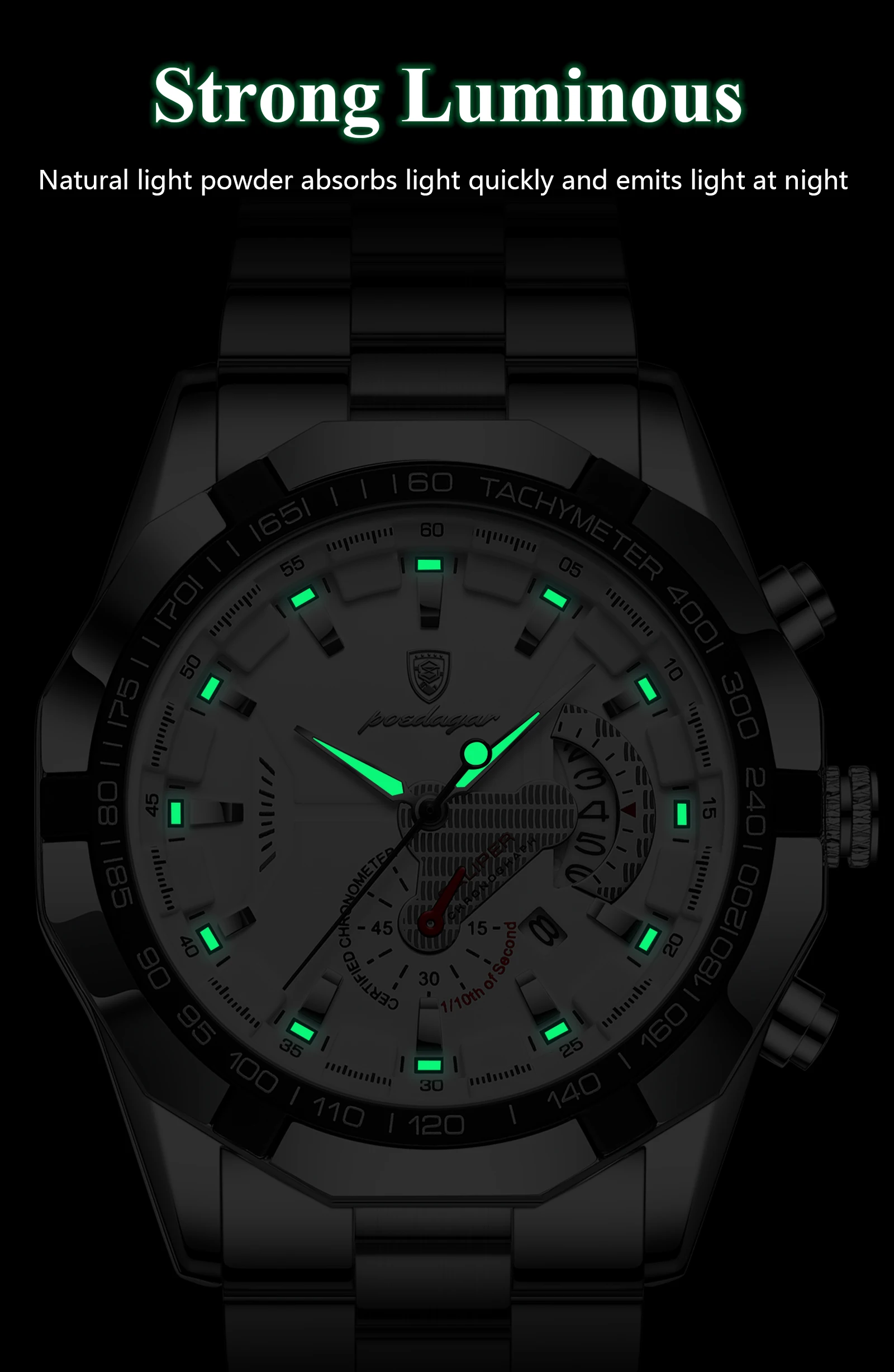 POEDAGAR Luxus Marke Mann Uhr Wasserdicht Leucht Datum Sport Mann Armbanduhr Edelstahl Mode Quarz herren Uhren Reloj – Detail 11