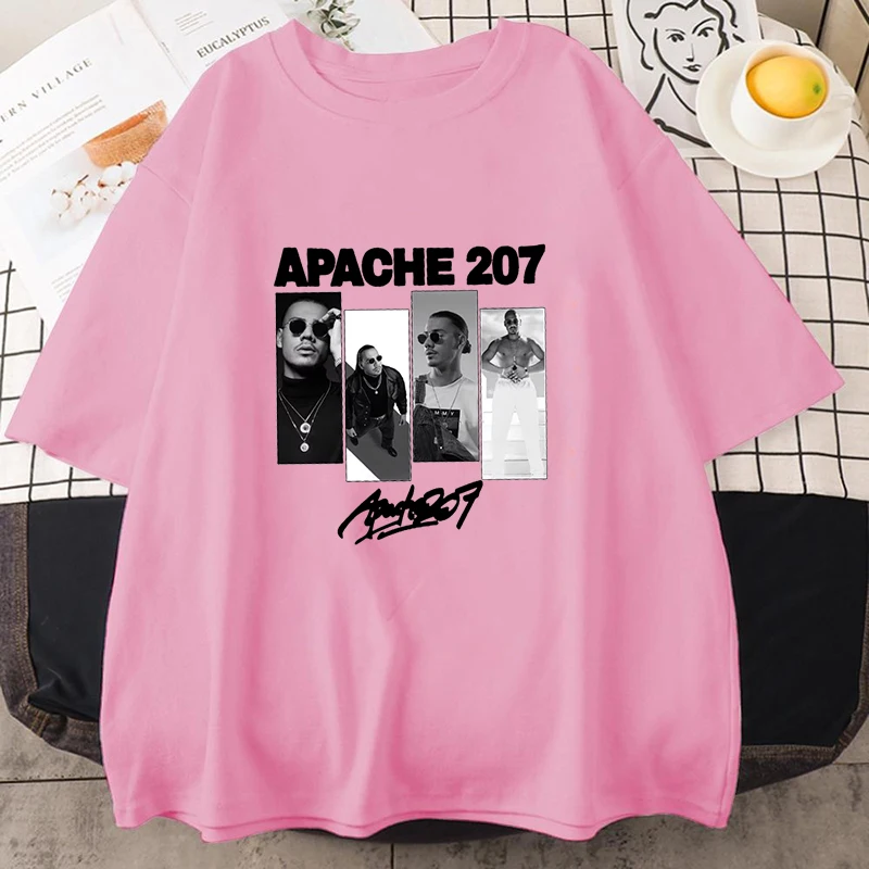 Vintage Apache 207 Portrait Grafik T-Shirt Unisex Deutscher Rap-Musik-Print Übergroßes Kurzarm-Shirt für Männer und Frauen Hip-Hop-Shirts – Detail 2