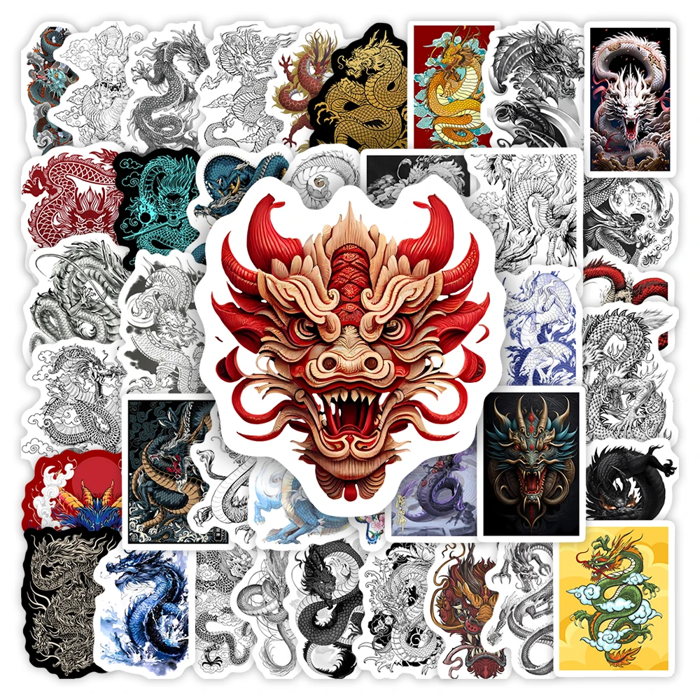 Cool Chinese Dragon Stickers Kids DIY Toys Gift Decorative Decal for Laptop Phone Journal Scrapbook Luggage Bottles Waterproof