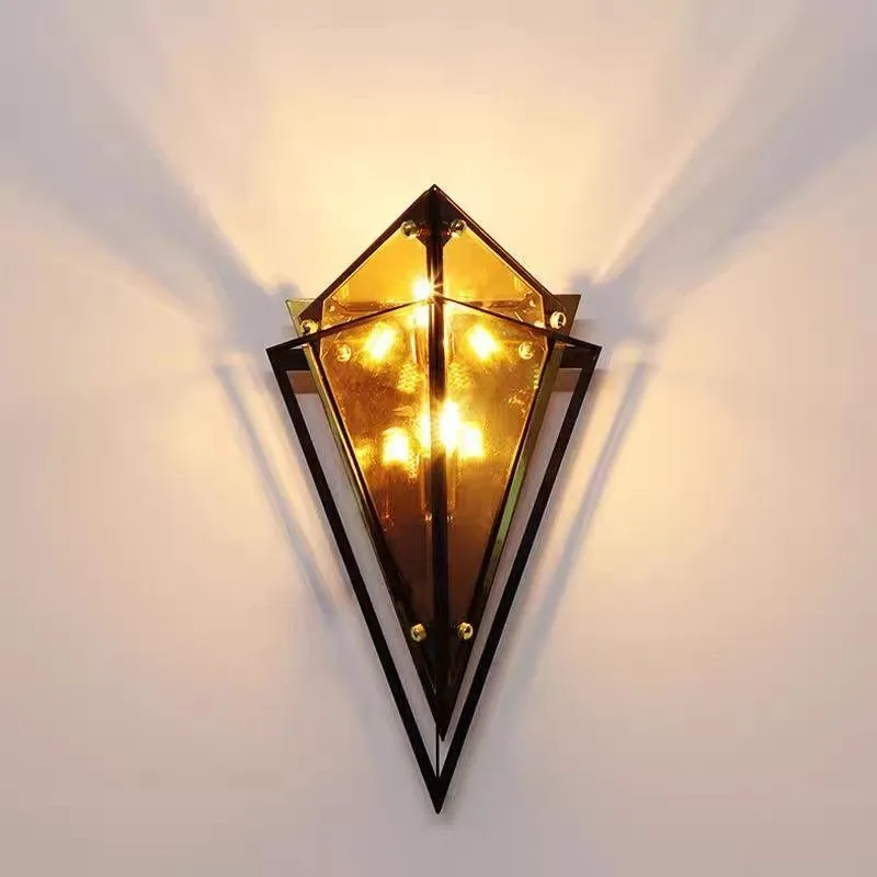 Nordic Hotel Corridor Aisle Bedroom Bedside Lamp Nordic Diamond Glass Ambient Wall Lamp with Warm Light Modern Style Indoor