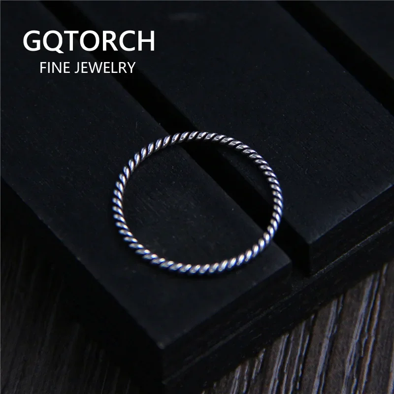 Elegant Real Pure 925 Sterling Silver Tail Rings For Women Thread Twisted Ring Small Simple Design