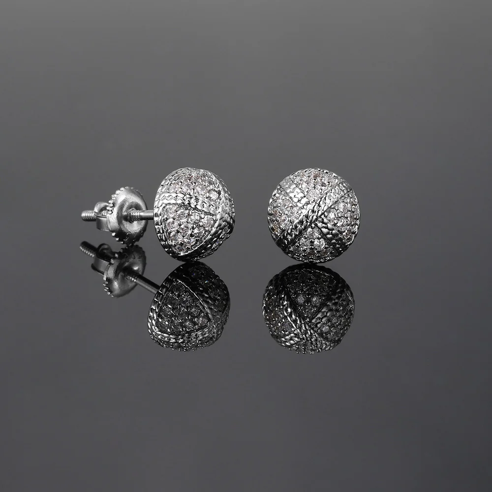 Screw Stud Earrings For Men Iced Out AAA+ Shiny Cubic Zirconia Stone Rock Hip Hop Earrings hippie Homme Jewelry Male Gift OHE160 view 3