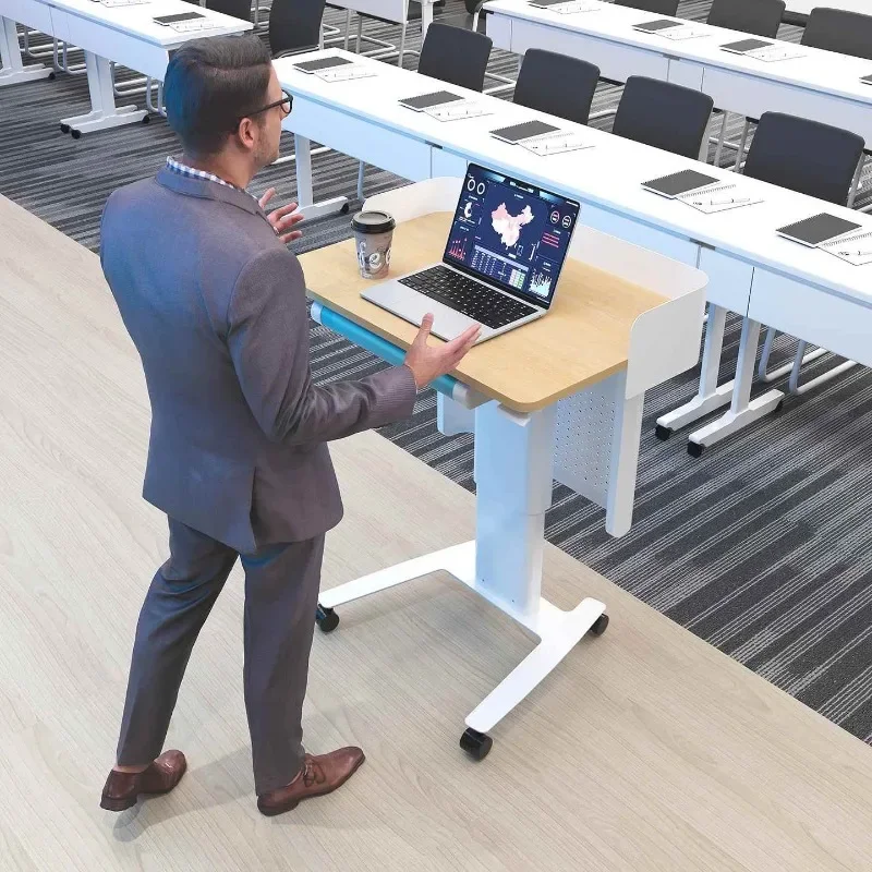 Lifting podium, podium, movable meeting room, welcome desk at the entrance of catering