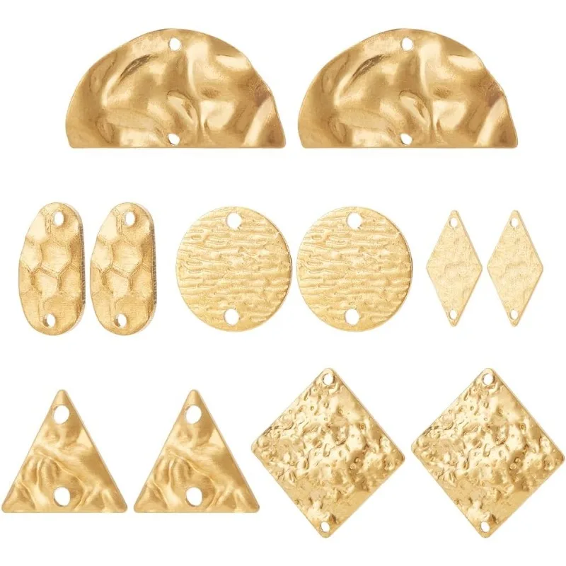

48 шт., текстурированные латунные подвески-коннекторы, 6 видов