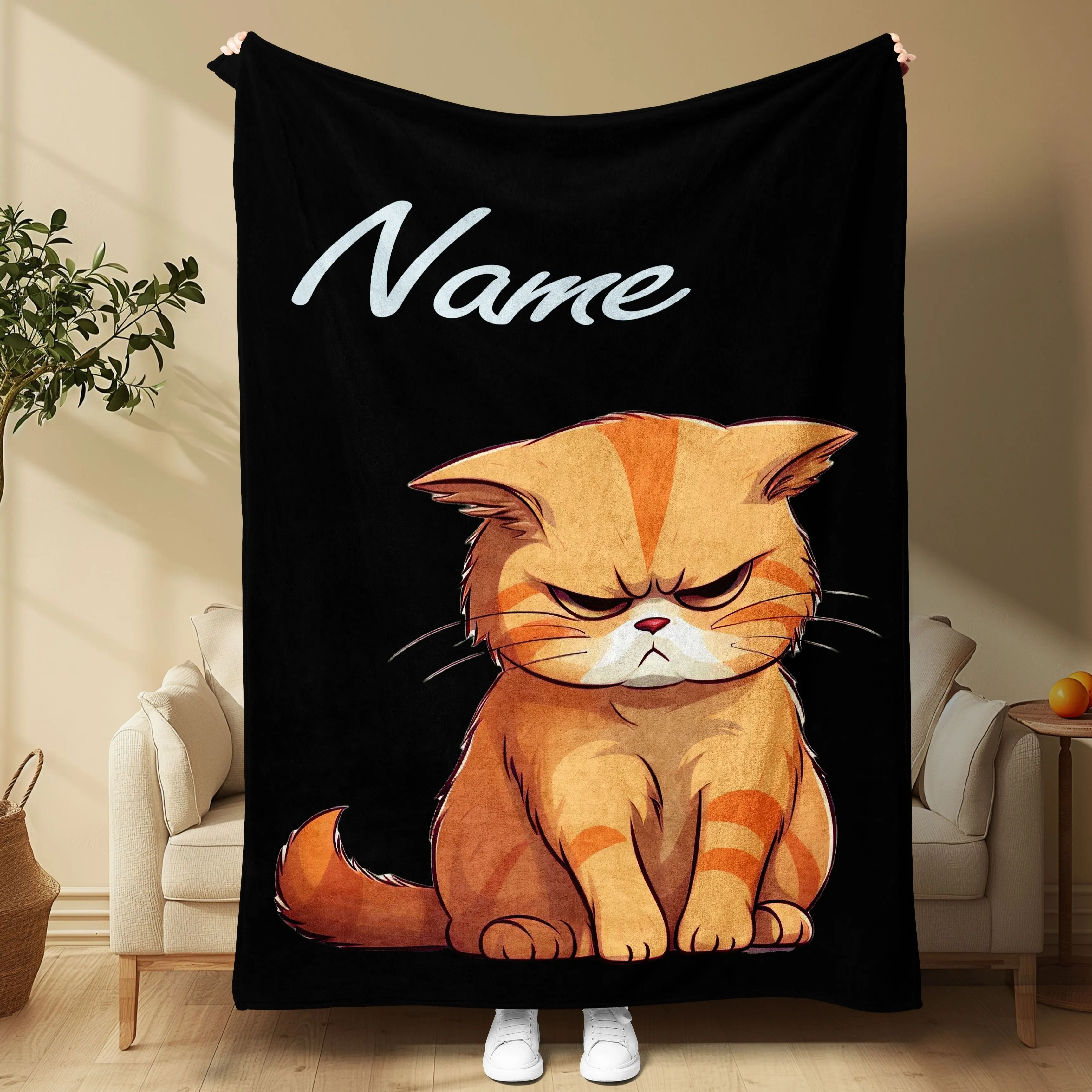 Personalized cat blanket, lightweight flannel bedding, digital printing, soft and warm, wedding souvenir,short rest blanket