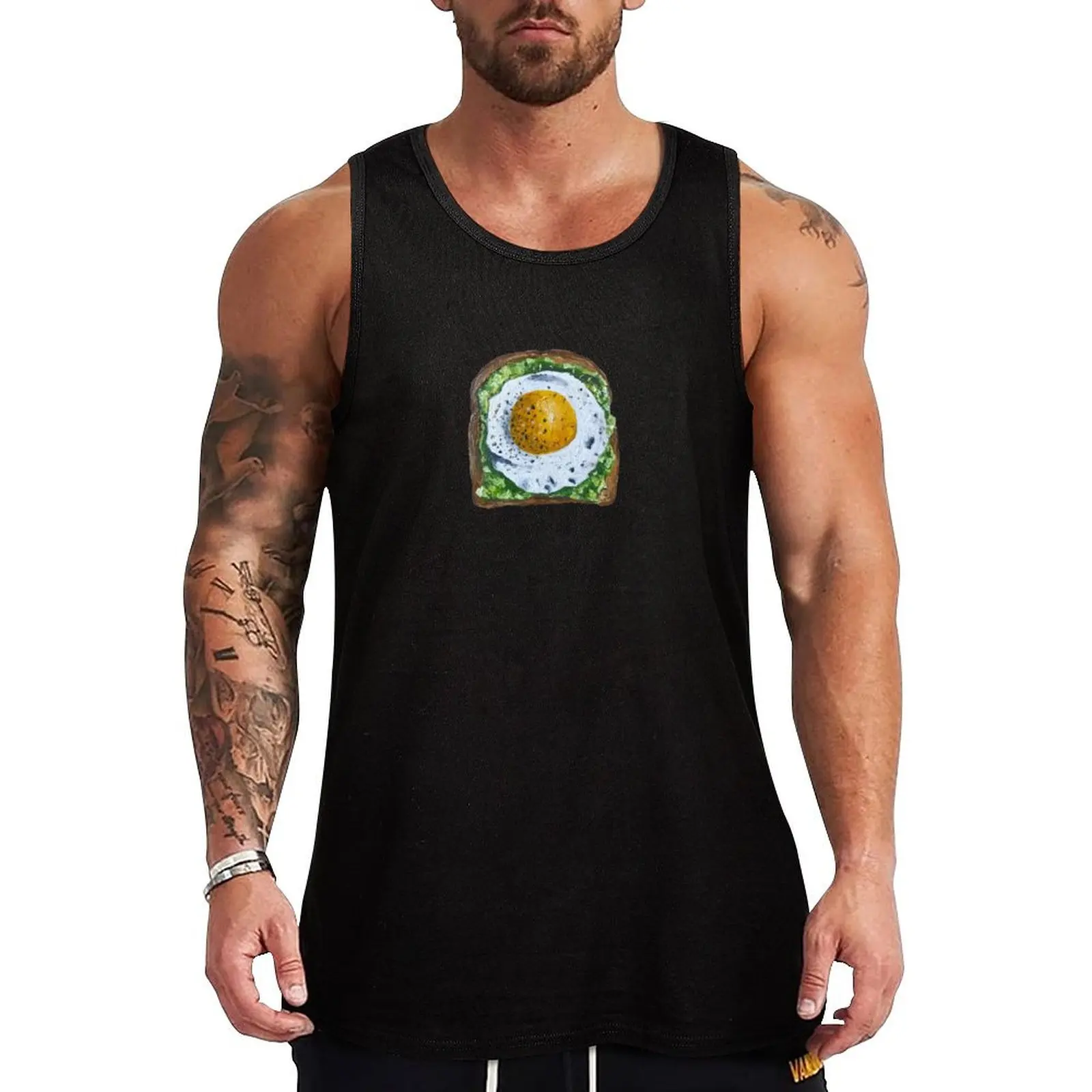 Camiseta sin mangas para hombre, camisa con estampado de aguacate, huevo tostado, ropa de verano, 2024