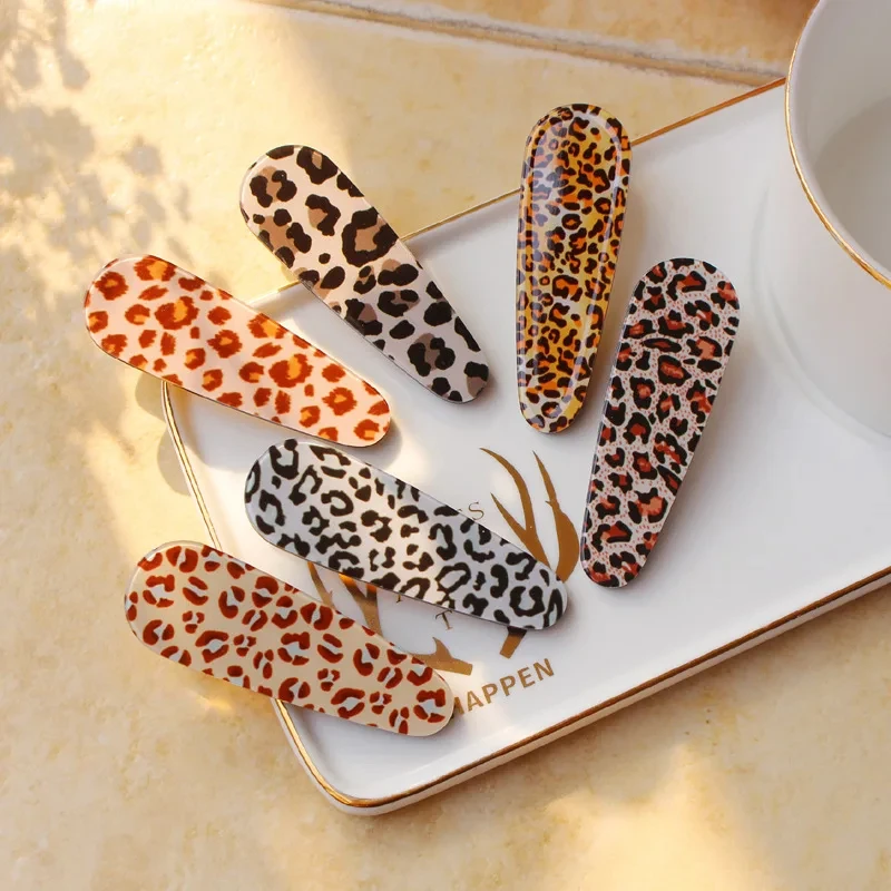 Promotional Hair Clip Leopard Print Barrettes Acrylic Water Drop Hairpin Alligator Hair Clips Side Pins Women Hair Accessories