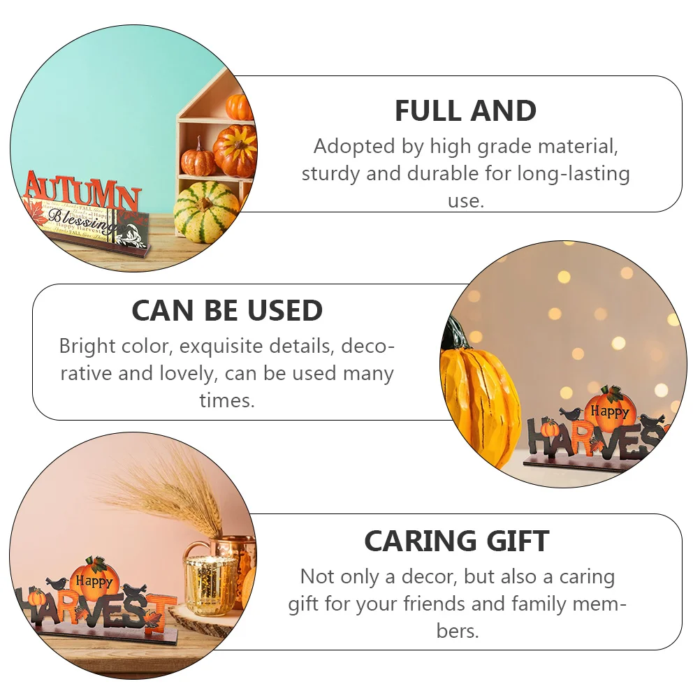 

2 pcs Finely Crafted Wooden Scene Layout Props Desktop Ornament Colorful Sturdy Thanksgiving Decoration Home Garden