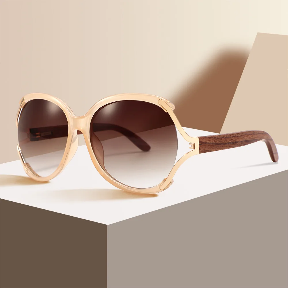 Fashion Sunglasses Wood for Women Brand Designer Oversized Eyewear Lady Sun Glasses Retro Shades