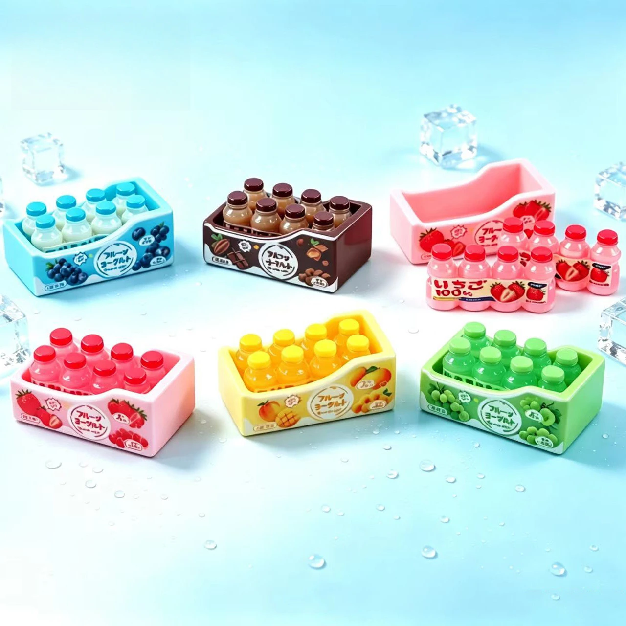 100pcs Simulation Fruit Yogurt Drink Set Resin Cabochon DIY Keychain Jewelry Accessories Dollhouse Decor
