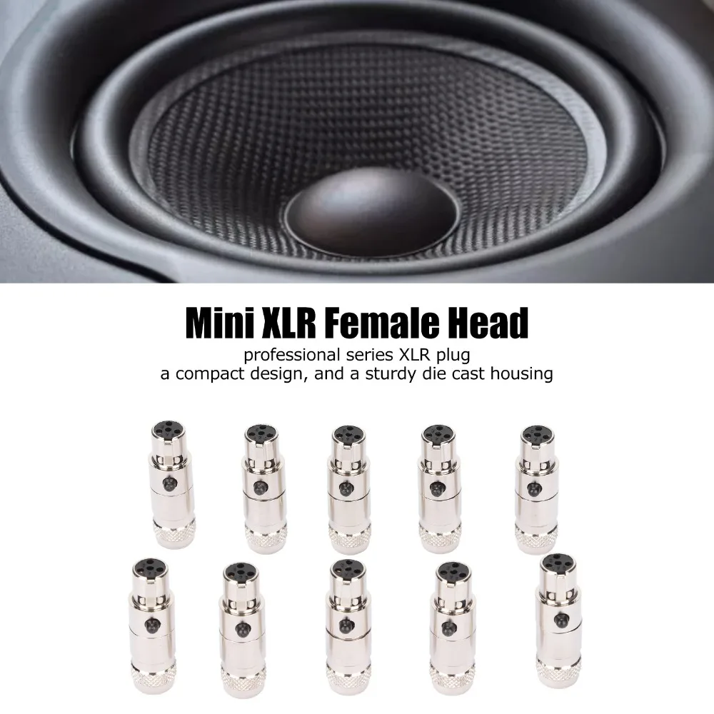 10PCS Metal 4 Pin Mini XLR Female Connectors Noise Reduction Protective Shielding 4 Cores XLR Female Plug