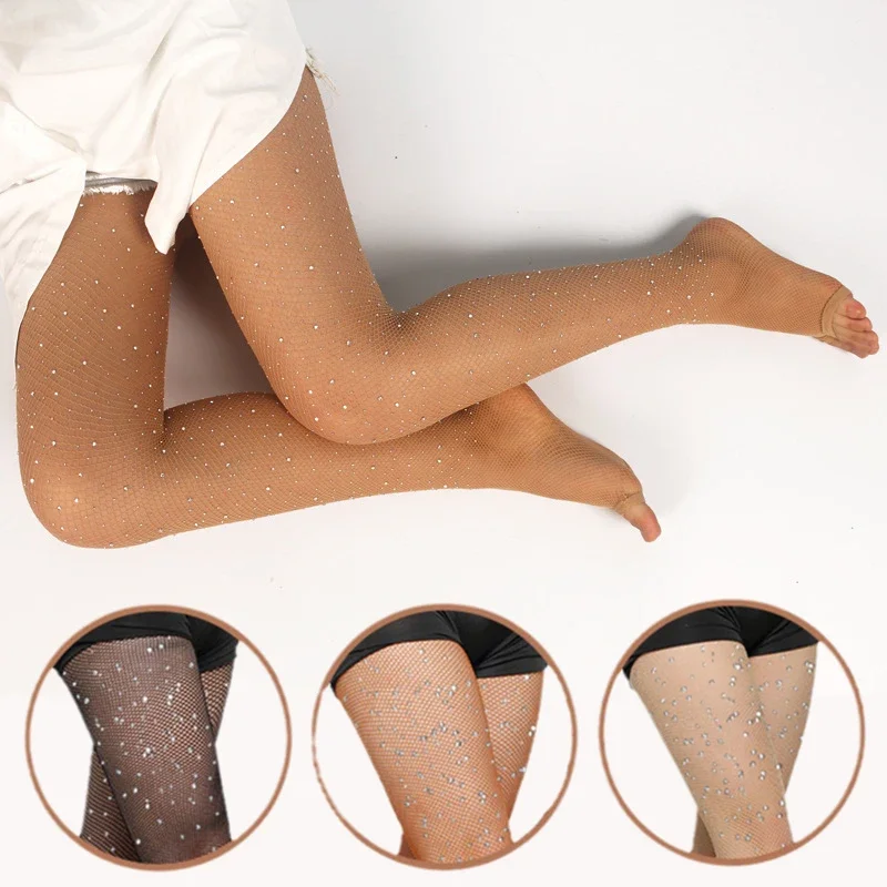 

Plus Size Diamond Fishnet Pantyhose Women Professional Latin Tights Sexy Mesh Transparent Stockings For Ballroom & Latin Dance