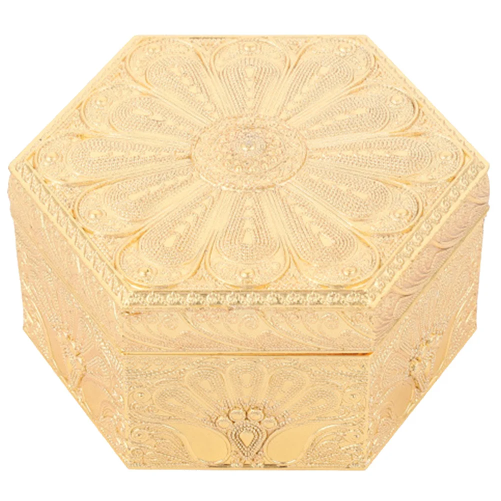 Hexagonal Jewelry Box Vintage Portable Jewelry Organizer Case Storage for Rings Earrings Necklaces Travel Trinket Box