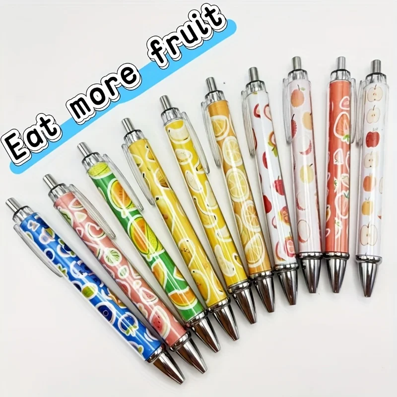 

6Pcs/14Pcs Fruit-Themed Retractable Pens Eat More Fruit Series Ballpoint Pens Student Writing Gift Pens