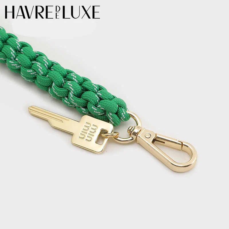 Pure Hand Woven Hook Bag Pendant Braided Rope Charm Creative Ins Style Car Keychain Fashionable and Unique Key Shaped Gifts
