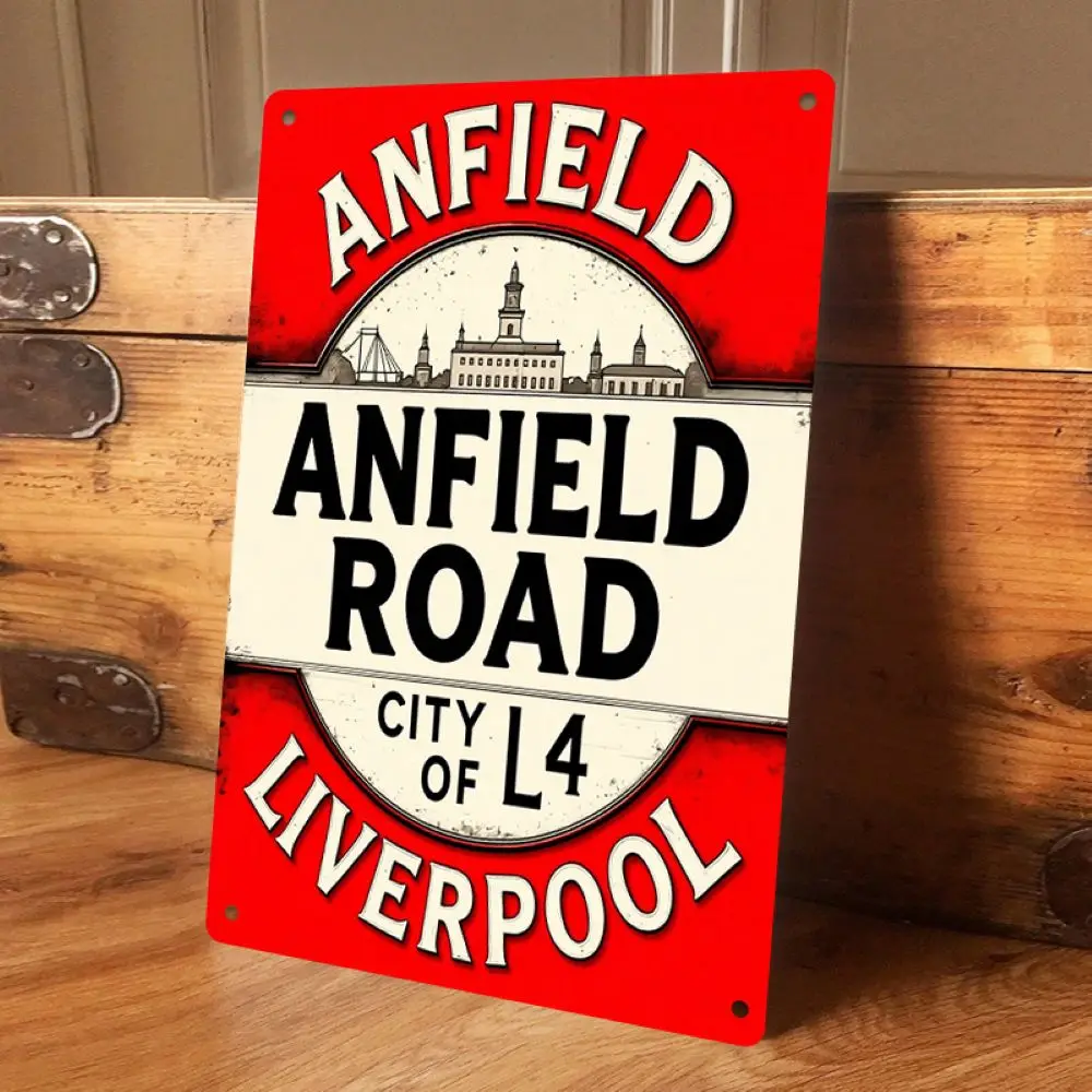 1pc 2d plana Liverpool Anfield Road retro pintura de ferro cultura de futebol britânico decoração parede pendurado bar cafeteria casa wal