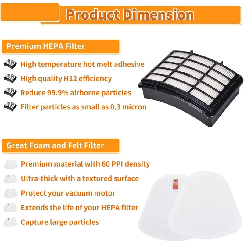 Piezas de repuesto de filtro de vacío AD24 para Shark Navigator Lift-Away NV350 NV351 NV352 NV355 NV356E NV357 NV360 piezas XFF350 y XHF